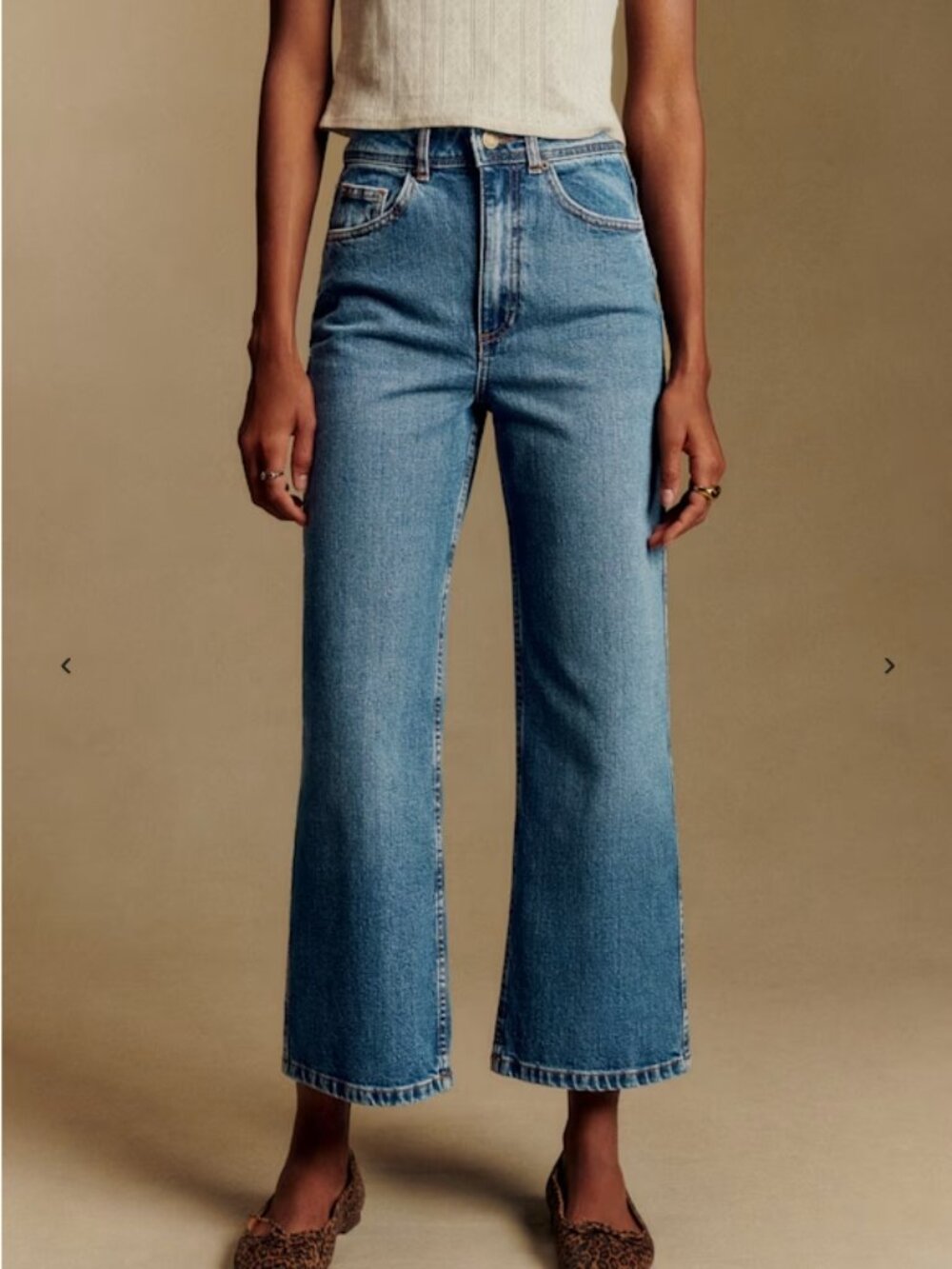 Sezane Wide Leg Crop Jeans - Size 38 - Medium Blue